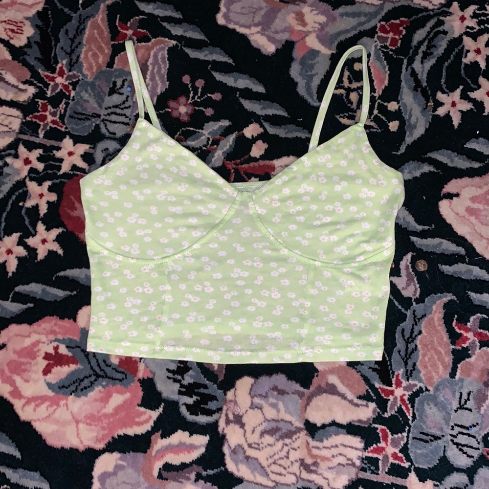pacsun green floral tank